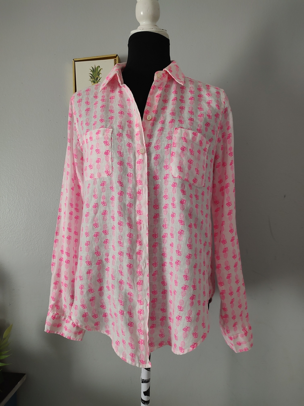 Lilly Pulitzer Pink Floral Print Lightweight Shirt